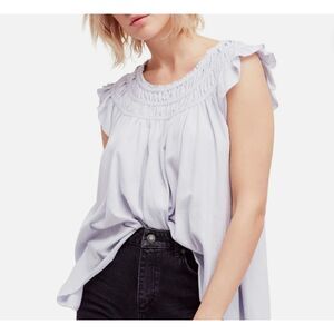 Free People We the Free Coconut Ruffled Gathered Top Size Small
